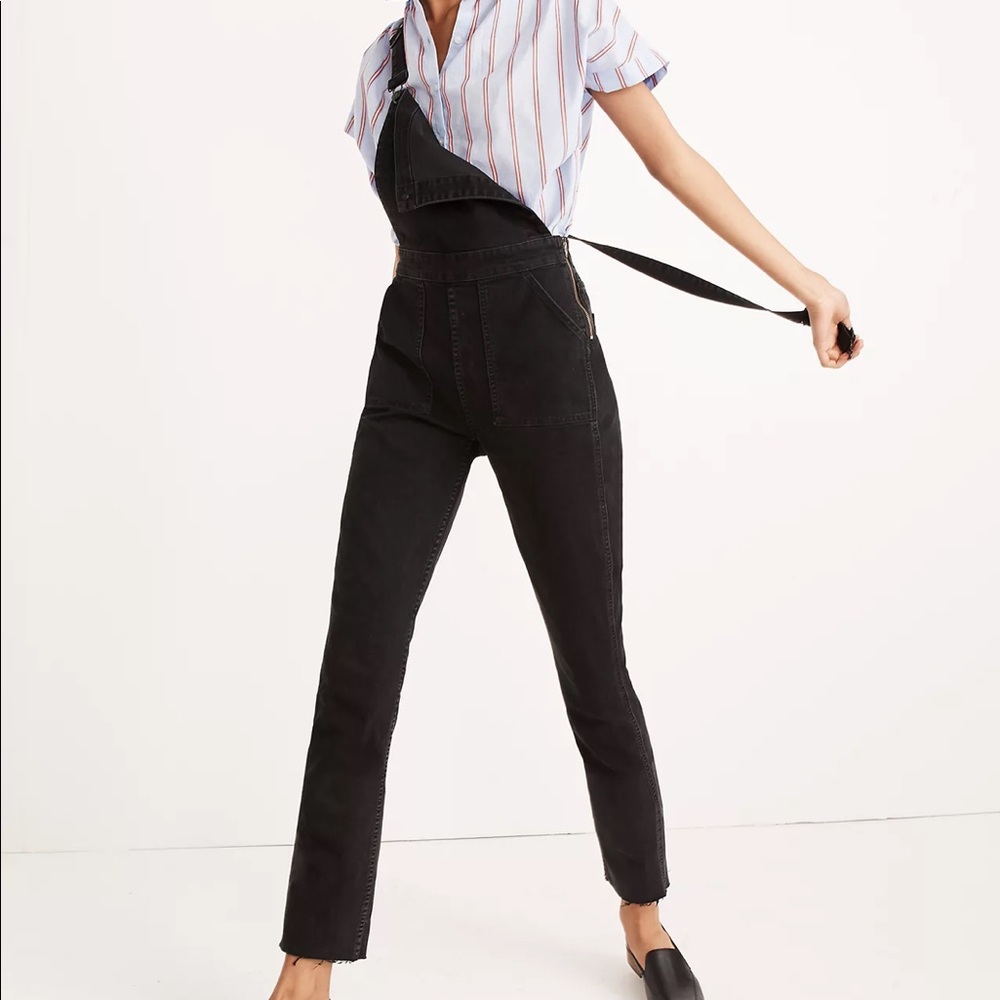 Madewell Black Overalls in Lunar Wash